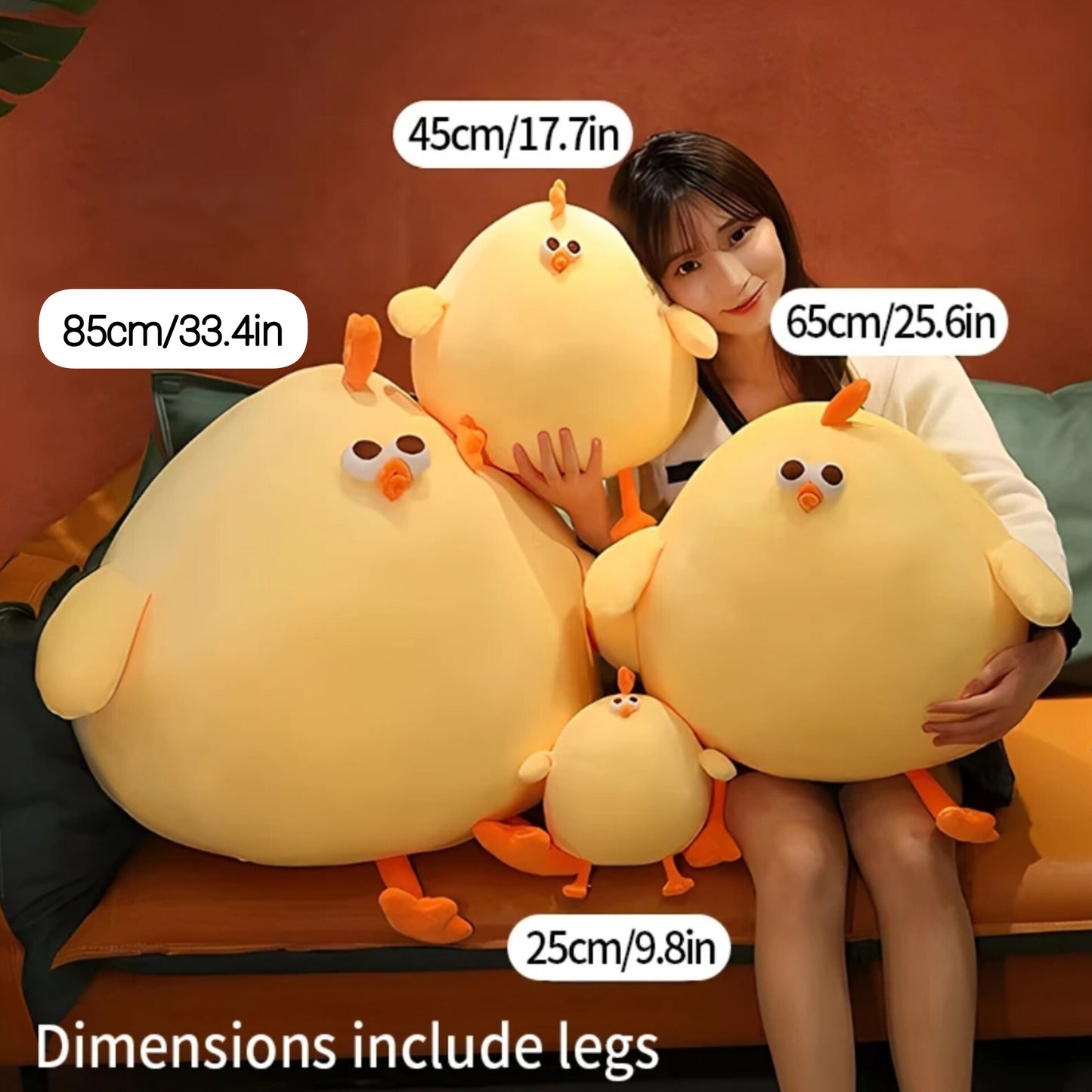 Large Stuffed Plush Chicken Yellow Animal Soft Toy