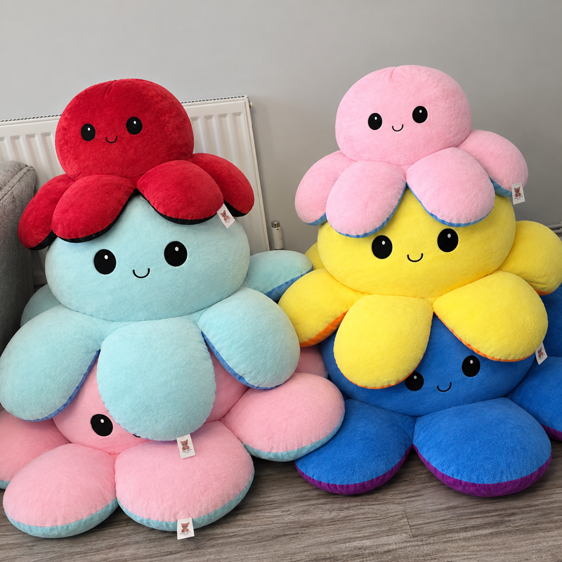 Reversible Octopus Plush Toy – Mood Flip Pillow