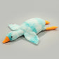 Blue tie dye giant goose plush toy pillow with soft stuffing and long body design for cuddling, sleeping and bedroom decor.