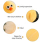 Chicken plush toy feature overview showing embroidered face, soft filling, durable wing stitching and hidden zipper for easy cleaning.