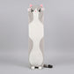 Grey and white standing cat plush toy with raised paws, long body design and cute cartoon face.