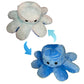 Reversible octopus plush toy with smiling and angry blue faces featuring a flip inside out mood design for children and sensory play.