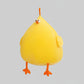 Yellow chicken plush toy with soft stuffed body, orange feet and cute cartoon face.